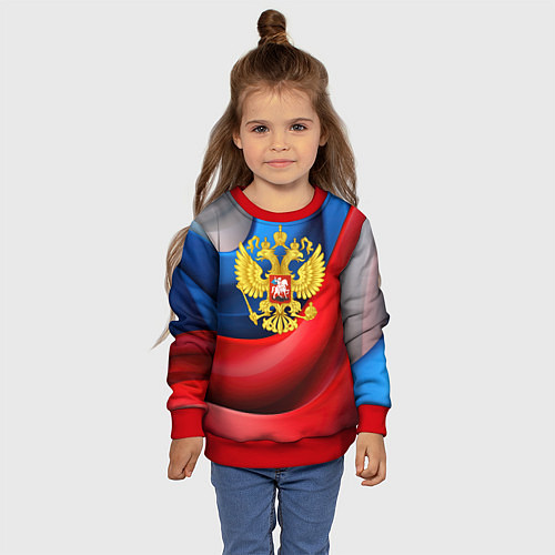 Детский свитшот Золотой герб России / 3D-Красный – фото 4