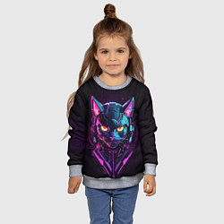 Свитшот детский Боевой коcмический кот, цвет: 3D-меланж — фото 2
