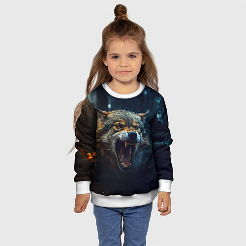 Детский свитшот Волк рассвет / 3D-Белый – фото 4
