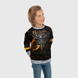 Свитшот детский Baldurs Gate 3 logo gold and black, цвет: 3D-меланж — фото 2