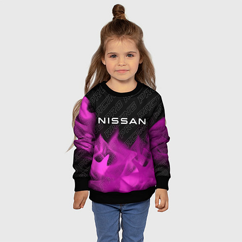 Детский свитшот Nissan pro racing: символ сверху / 3D-Черный – фото 4
