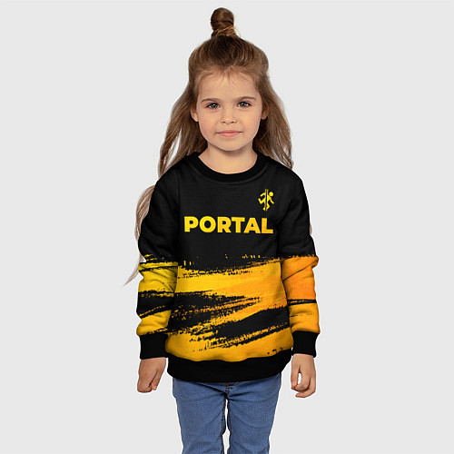 Детский свитшот Portal - gold gradient: символ сверху / 3D-Черный – фото 4
