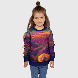 Свитшот детский Цветочный луг, цвет: 3D-синий — фото 2