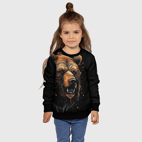 Детский свитшот Бурый медведь / 3D-Черный – фото 4