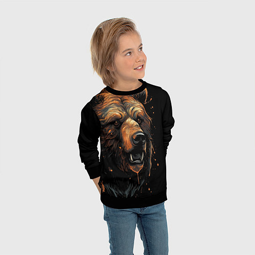 Детский свитшот Бурый медведь / 3D-Черный – фото 3