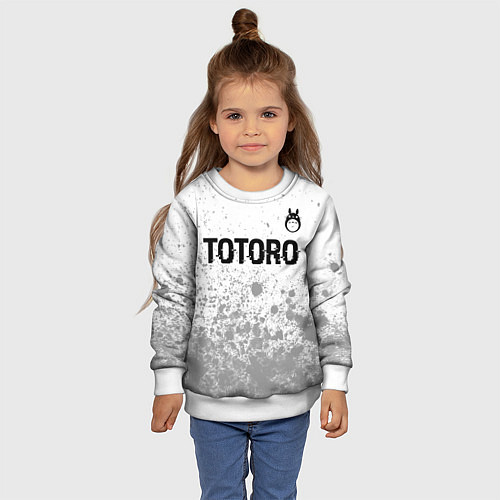 Детский свитшот Totoro glitch на светлом фоне: символ сверху / 3D-Белый – фото 4