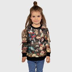 Свитшот детский Гейша в цветах, цвет: 3D-черный — фото 2