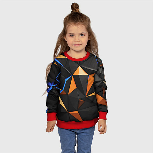 Детский свитшот Оранжевые и черные элементы / 3D-Красный – фото 4