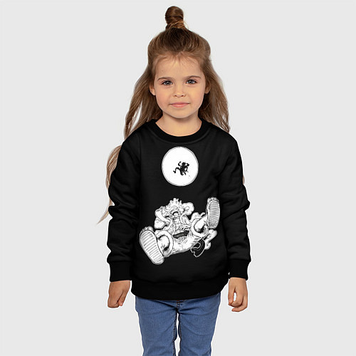 Детский свитшот Луффи и гир 5 на луне / 3D-Черный – фото 4