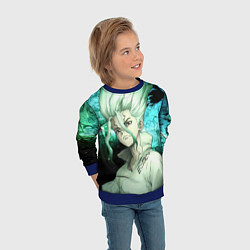 Свитшот детский Доктор Стоун Сэнку Исигами, цвет: 3D-синий — фото 2