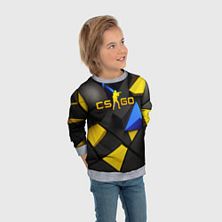 Свитшот детский CSGO blue yellow abstract, цвет: 3D-меланж — фото 2