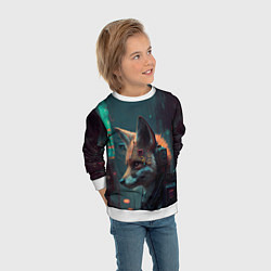 Свитшот детский Кибернетический лис, цвет: 3D-белый — фото 2