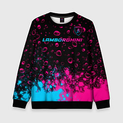 Свитшот детский Lamborghini - neon gradient: символ сверху, цвет: 3D-черный