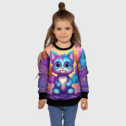 Свитшот детский Котик с воздушными шариками, цвет: 3D-черный — фото 2