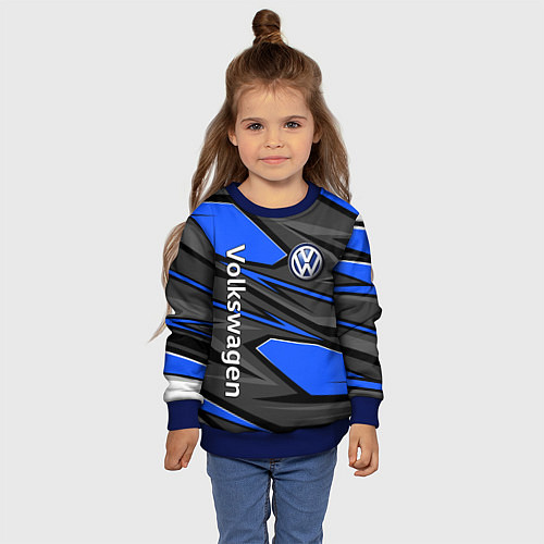 Детский свитшот Вольцваген - спортивная униформа / 3D-Синий – фото 4