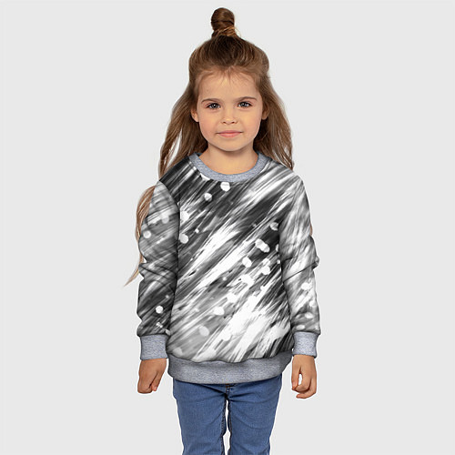 Детский свитшот Черно-белые штрихи / 3D-Меланж – фото 4