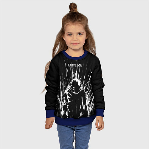 Детский свитшот Итадори в ярости - Магическая битва / 3D-Синий – фото 4