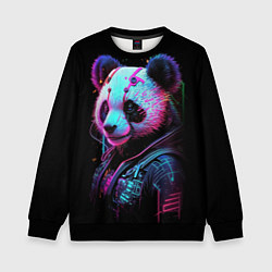 Детский свитшот Панда в красках киберпанк