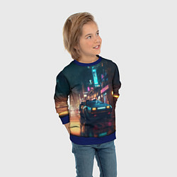 Свитшот детский Пейзаж в стиле Бегущий по лезвию, цвет: 3D-синий — фото 2