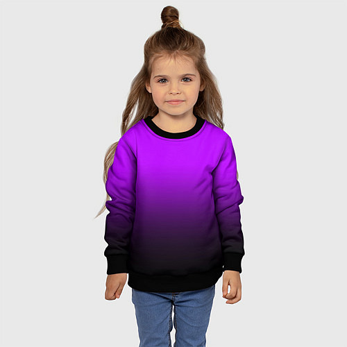 Детский свитшот Градиент фиолетово-чёрный / 3D-Черный – фото 4