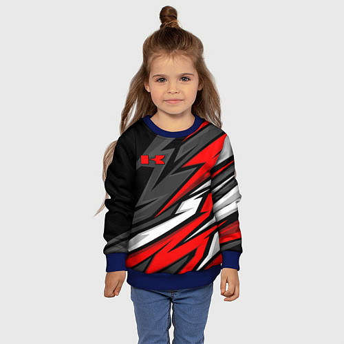 Детский свитшот Kawasaki - red uniform / 3D-Синий – фото 4
