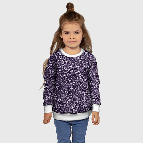 Детский свитшот Фиолетовый паттерн узоры / 3D-Белый – фото 4