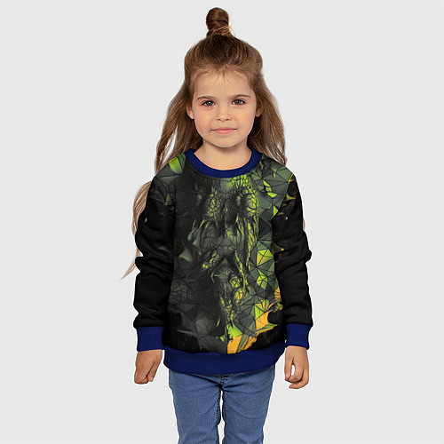 Детский свитшот Зеленая абстрактная текстура / 3D-Синий – фото 4