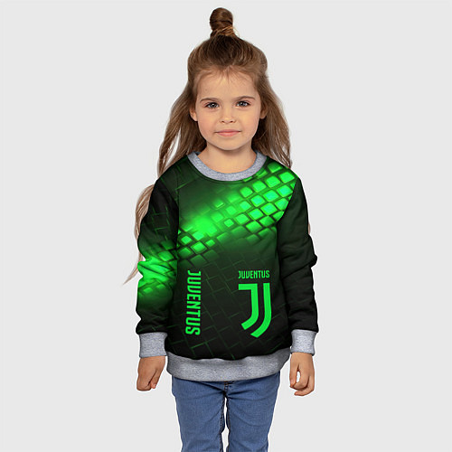 Детский свитшот Juventus green logo neon / 3D-Меланж – фото 4