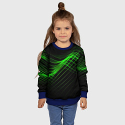 Свитшот детский Зеленые яркие линии, цвет: 3D-синий — фото 2