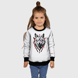 Свитшот детский Волк в геометрическом стиле с красными глазами, цвет: 3D-черный — фото 2