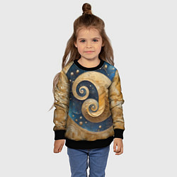 Свитшот детский Синий золотой декоративный орнамент, цвет: 3D-черный — фото 2