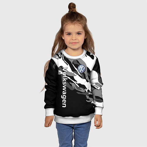 Детский свитшот Фольцваген - белый камуфляж / 3D-Белый – фото 4