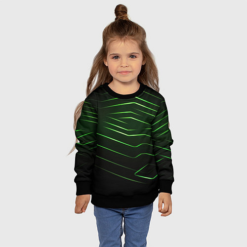 Детский свитшот Green abstract dark background / 3D-Черный – фото 4
