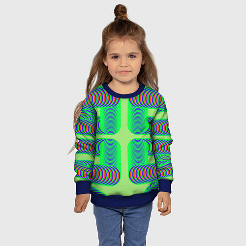 Детский свитшот Дуги на зеленом фоне / 3D-Синий – фото 4