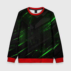 Свитшот детский Dark black green abstract, цвет: 3D-красный