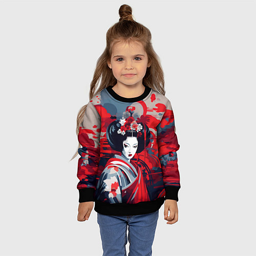 Детский свитшот Geisha vector style / 3D-Черный – фото 4