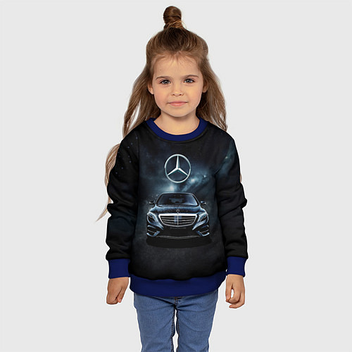 Детский свитшот Mercedes Benz black / 3D-Синий – фото 4