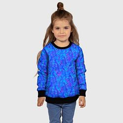 Свитшот детский Синие неоновые листья, цвет: 3D-черный — фото 2