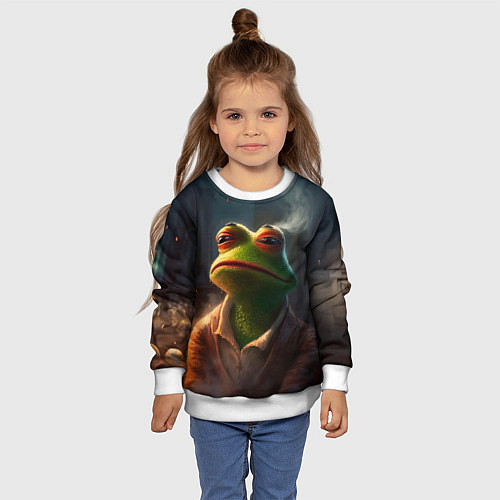 Детский свитшот Frog Pepe / 3D-Белый – фото 4