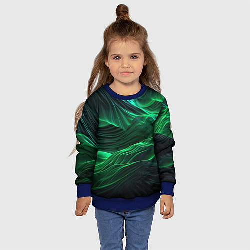 Детский свитшот Зеленая абстракция / 3D-Синий – фото 4