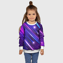 Свитшот детский Неоновый звездопад - полосы, цвет: 3D-белый — фото 2