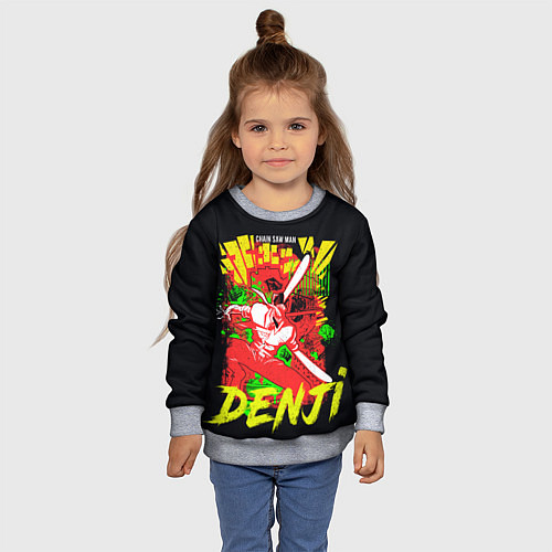 Детский свитшот Человек-бензопила - поп арт / 3D-Меланж – фото 4