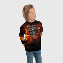 Свитшот детский Baldurs Gate 3 fire logo, цвет: 3D-черный — фото 2