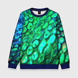 Свитшот детский Объемная зеленая текстура в виде чешуи, цвет: 3D-синий