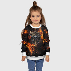Свитшот детский Baldurs Gate 3 fire logo, цвет: 3D-белый — фото 2