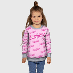Свитшот детский Дочь в стиле барби - розовый паттерн, цвет: 3D-меланж — фото 2