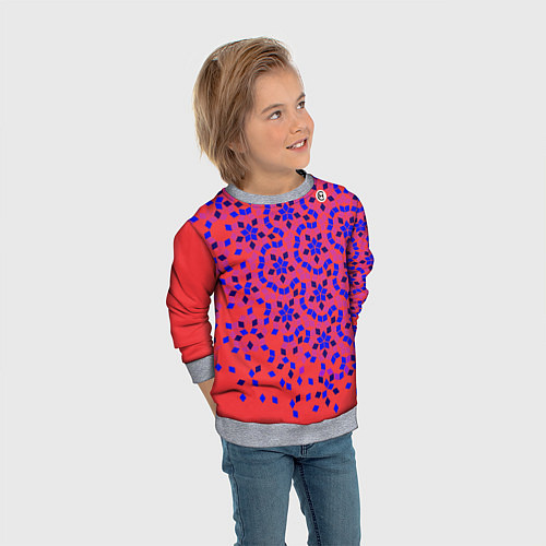 Детский свитшот Мозаика Пенроуза в красно-синем контрасте / 3D-Меланж – фото 3