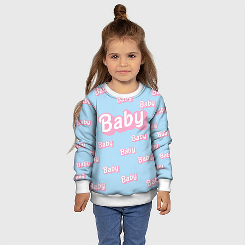 Детский свитшот Baby - Barbie style: blue pattern / 3D-Белый – фото 4