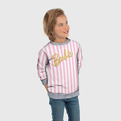 Свитшот детский Barbie - золотая надпись и бело-розовые полосы, цвет: 3D-меланж — фото 2