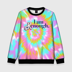 Свитшот детский I am Kenough - retro tie-dye, цвет: 3D-черный